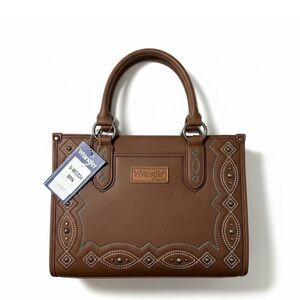 Wrangler | Brown Tote w/ Embroidered
Accents & Crossbody Strap